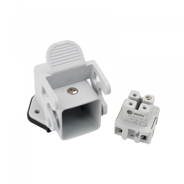 Industriesteckverbinder - Anbaugehäuse gewinkelt + Buchse 4 Polig 10A - Kunststoff